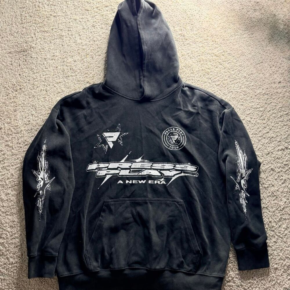 Pressbox Men's Black and Grey Hoodie